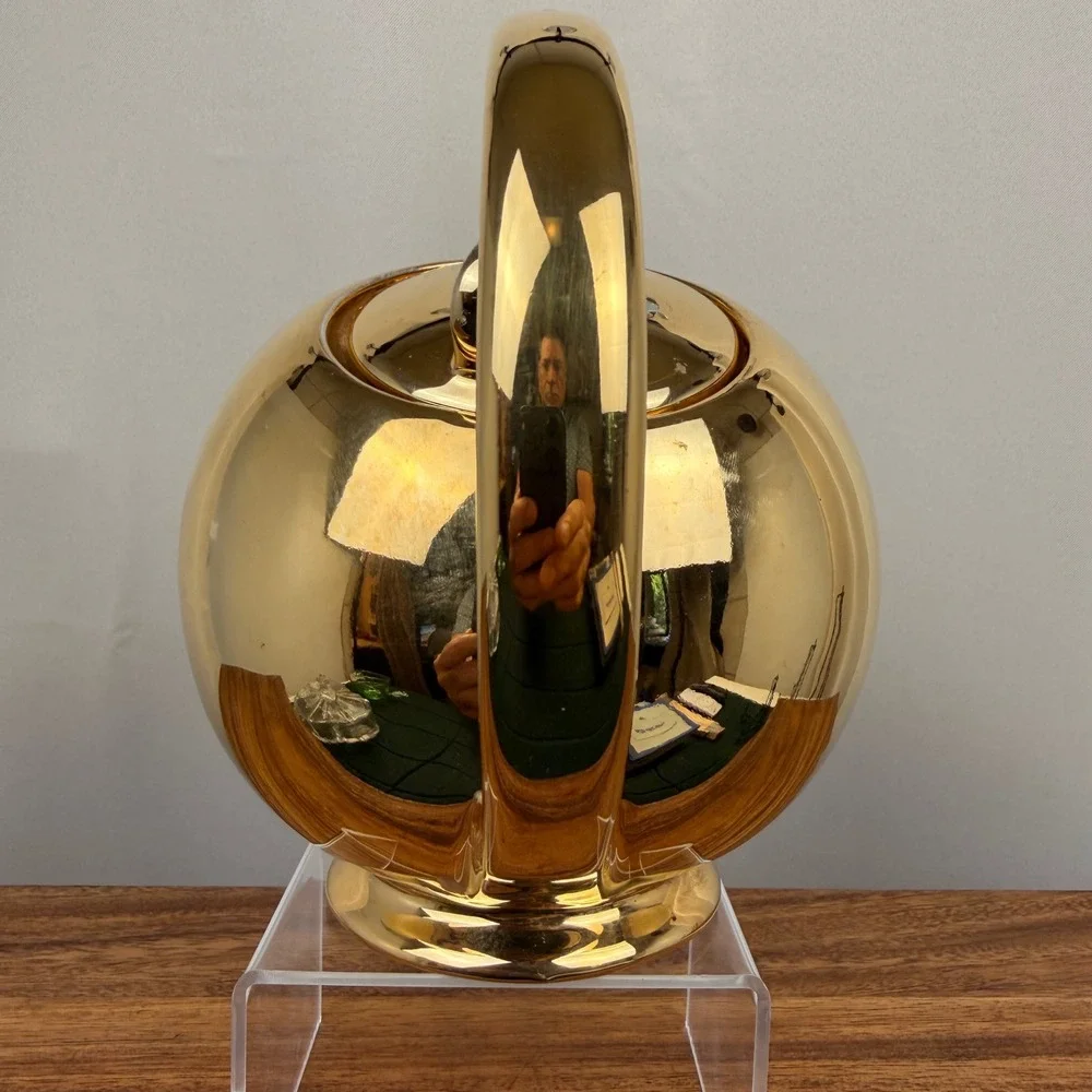 Vintage Hall China Airflow Teapot 22K Gold Flash 3111 Mid Century Modern Gold